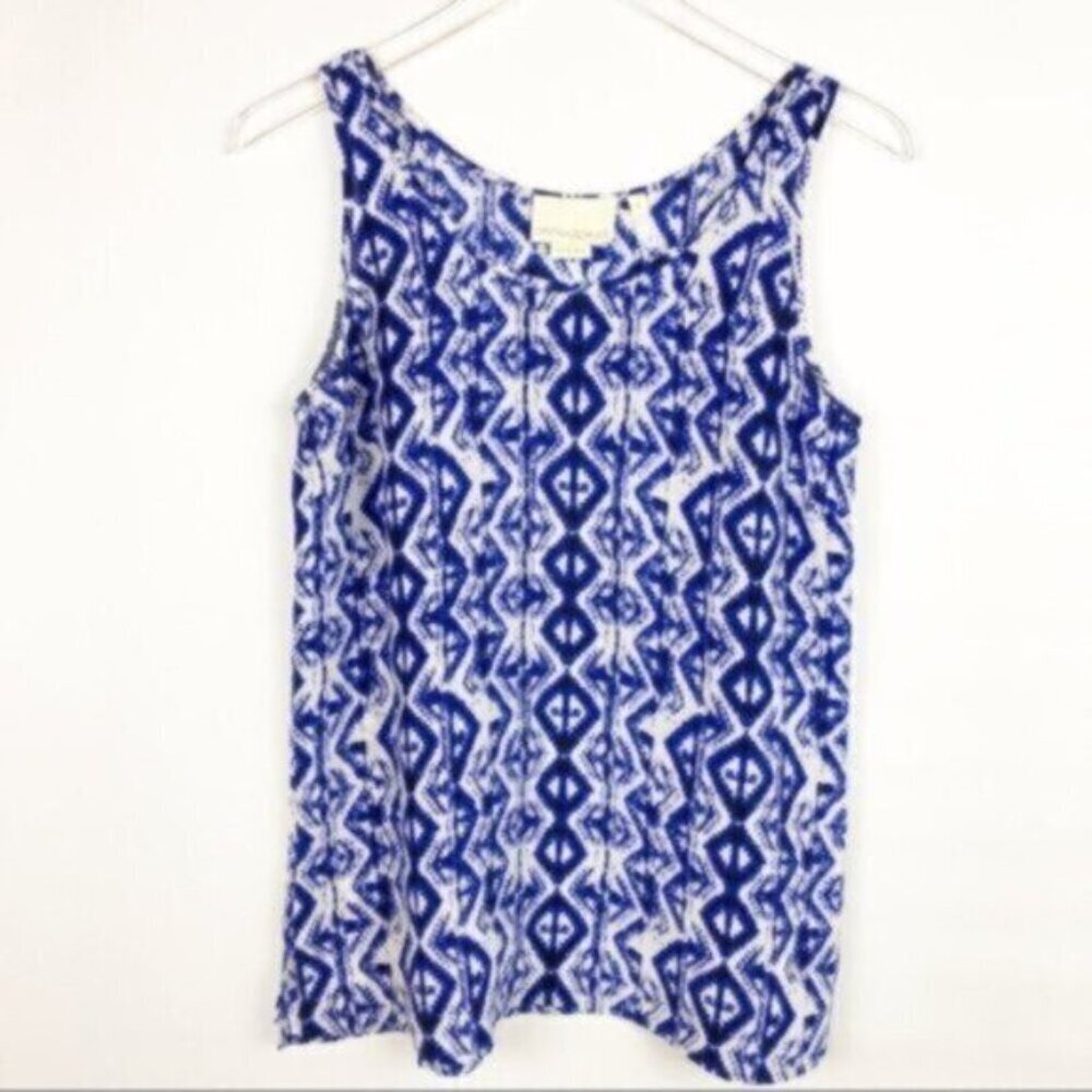 Cynthia Rowley | Women's Blue & White Silk Sleeveless Tank Blouse Size Small